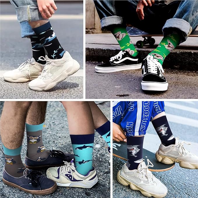Colorful Animal Crew Socks β Shark, Penguin, Koala, Flamingo & More | Unisex Novelty Socks