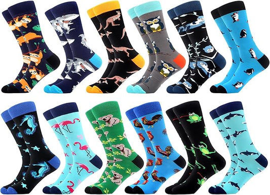 Colorful Animal Crew Socks – Shark, Penguin, Koala, Flamingo & More | Unisex Novelty Socks